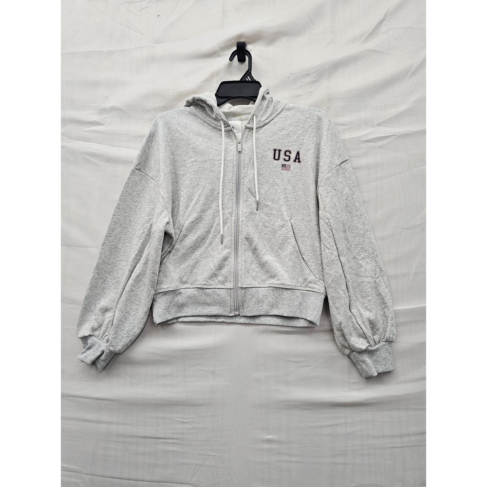 All in Motion Womens Full Zip Hoodie Gray Cotton Blend Athletic Size XS